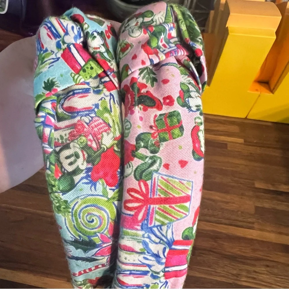 Disney Preppy Lilly Pulitzer Headbands Boutique Set of 2 Christmas Holiday - Picture 5 of 6